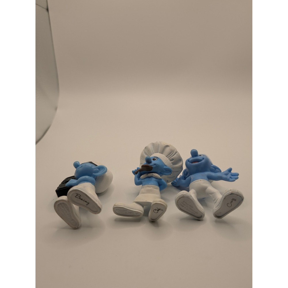 Schleich Smurf Figures Blue 2011 Movie Brainy Chef Clumsy Set of 3 Mcdonalds - Picture 4 of 4
